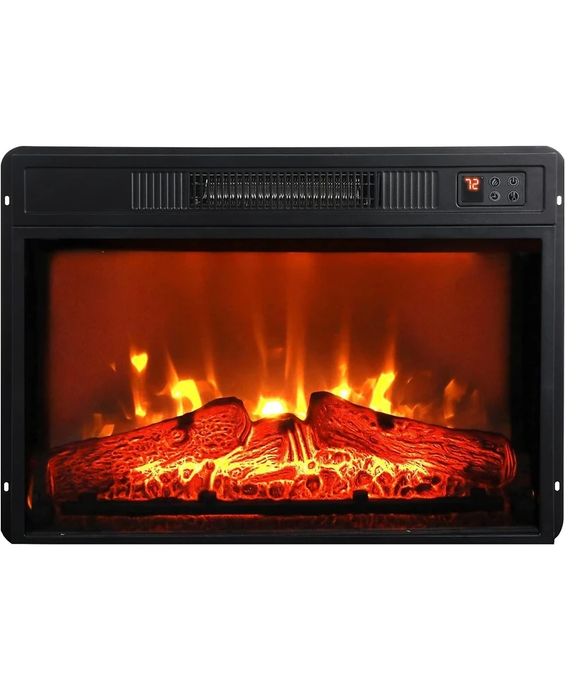23" Electric Fireplace, 3DInfrared Black Fireplace Electric Insert Heater, with Ir Remote Control