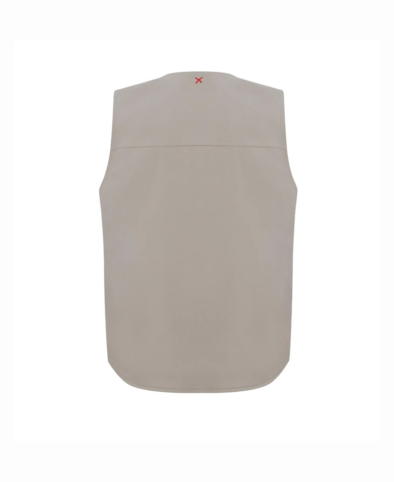 Pcfg Women's Men's Cotton-Blend Woven Zip-Detail Vest