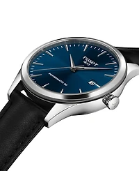 Tissot Men's Black Leather Bracelet Watch, 40mm