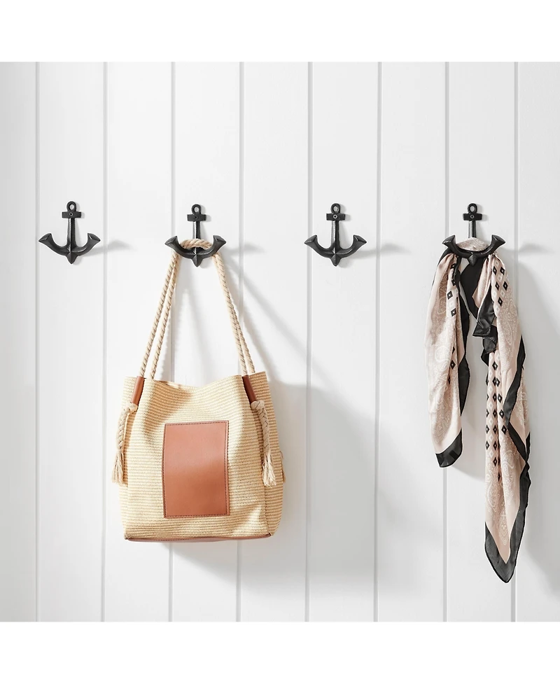 Danya B 4 Piece Anchor Two-Prong Decorative Wall Double Hook Set