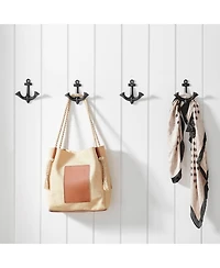 Danya B 4 Piece Anchor Two-Prong Decorative Wall Double Hook Set