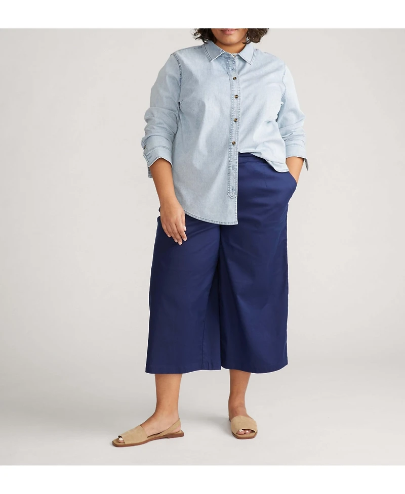 Universal Standard Plus Minimalist Stretch Cotton Chambray Shirt