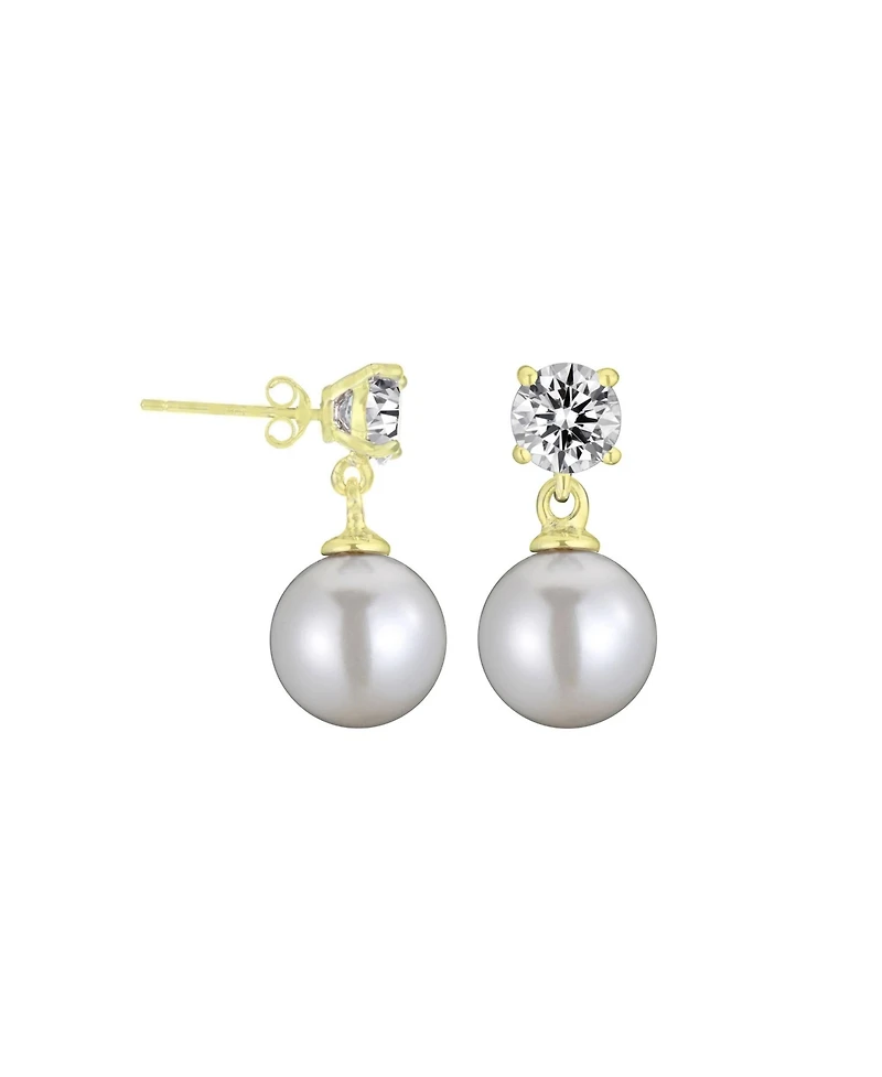 Sterling Silver Cubic Zirconia Pearl Drop Earrings