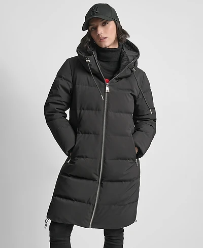 Dkny Women's Stand Collar Zipper Puffer Coat