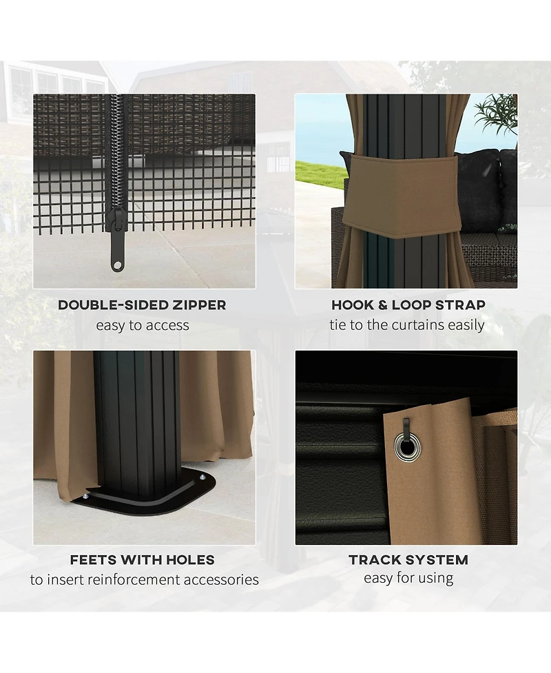 Outsunny 10' x 10' Hardtop Gazebo with Netting & Sidewalls,