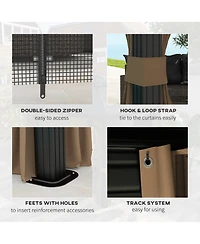 Outsunny 10' x 10' Hardtop Gazebo with Netting & Sidewalls,