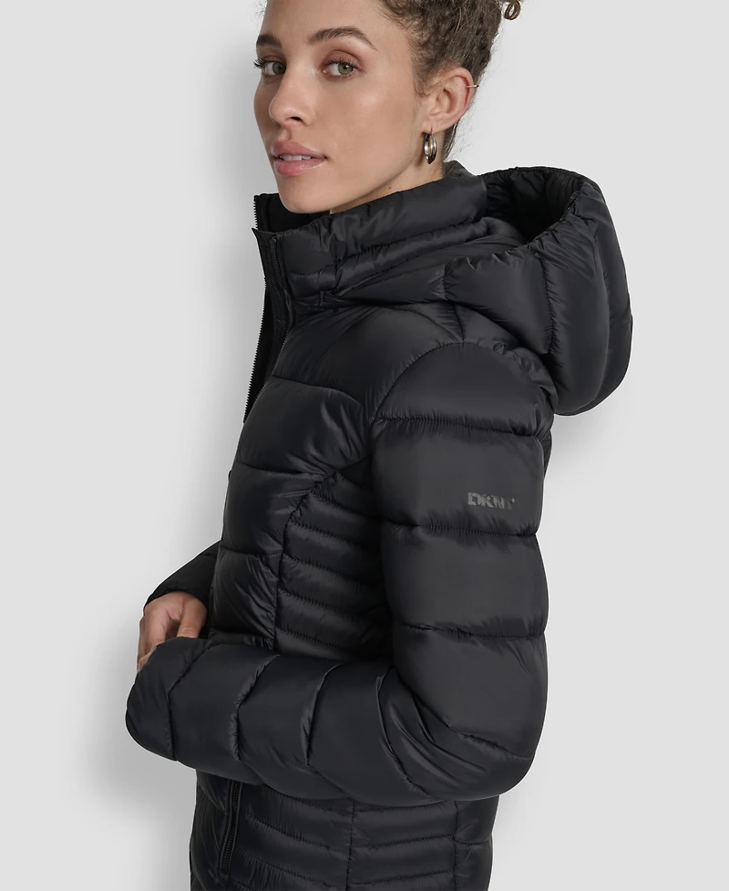 Dkny Women's Chevron-Quilted Full-Zip Puffer Jacket