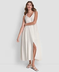 Dkny Jeans Women's Knotted Strap V-Neck A-Line Dress