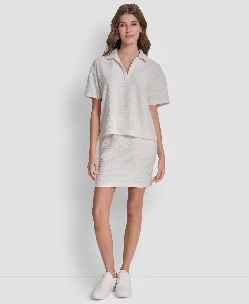 Dkny Jeans Women's Boxy Polo Collared T-Shirt