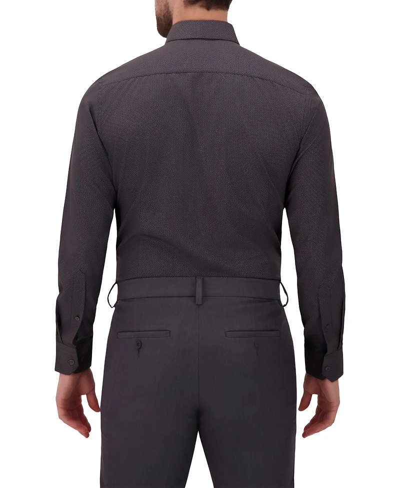 Report Collection Men's 4-Way Houndstooth-Print Woven Dress Shirt