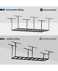 Max Series Frame 48 in. W x 96 in. D x 24 - 40 in. H Black Heavy Duty Ceiling Mounted Overhead Garage Storage Rack-GR48FBMAX-e