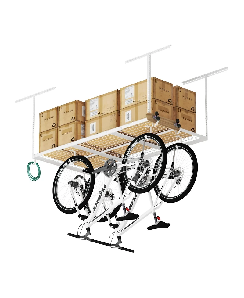 Fleximounts Ohk Series Ceiling Mounted Overhead Garage Storage Rack, White — 36" X 72"