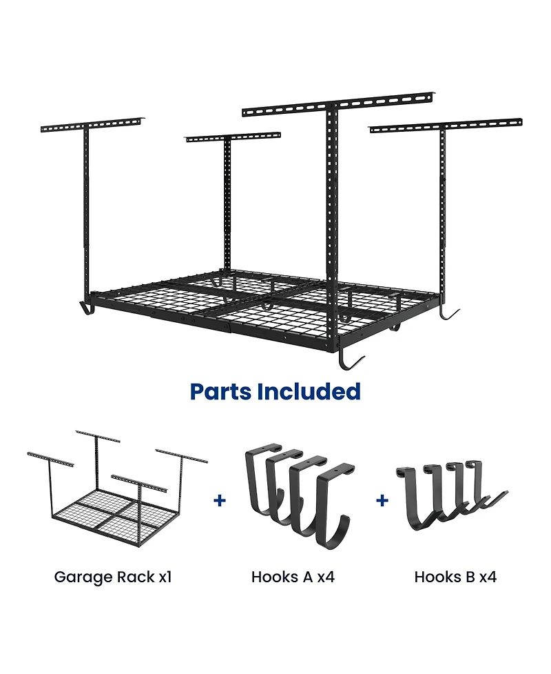FlexiMounts Ohk Series 36 in W × 48 in D Ceiling-Mounted Overhead Garage Storage Rack – Model OHK34B-e