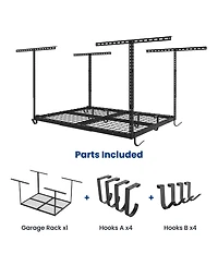 FlexiMounts Ohk Series 36 in W × 48 in D Ceiling-Mounted Overhead Garage Storage Rack – Model OHK34B-e