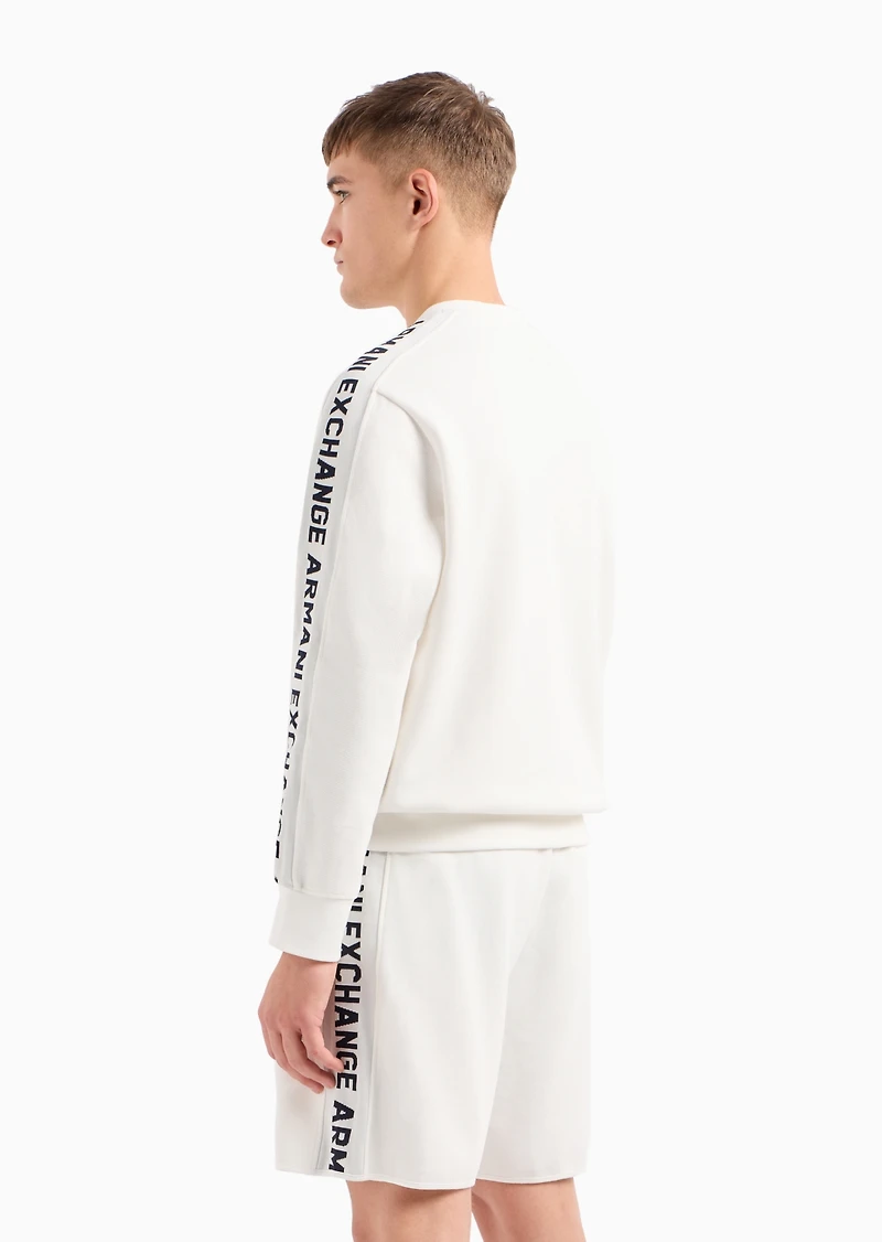 A|X Armani Exchange Men's Jacquard Logo Sleeve Crewneck Sweatshirt