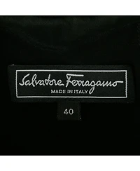 Pre-Owned Salvatore Ferragamo Women's Black Ruffled Sleeveless Long Dress