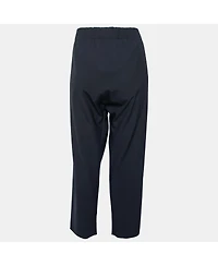Pre-Owned Marni Women's Navy Blue Crepe Tapered Pants