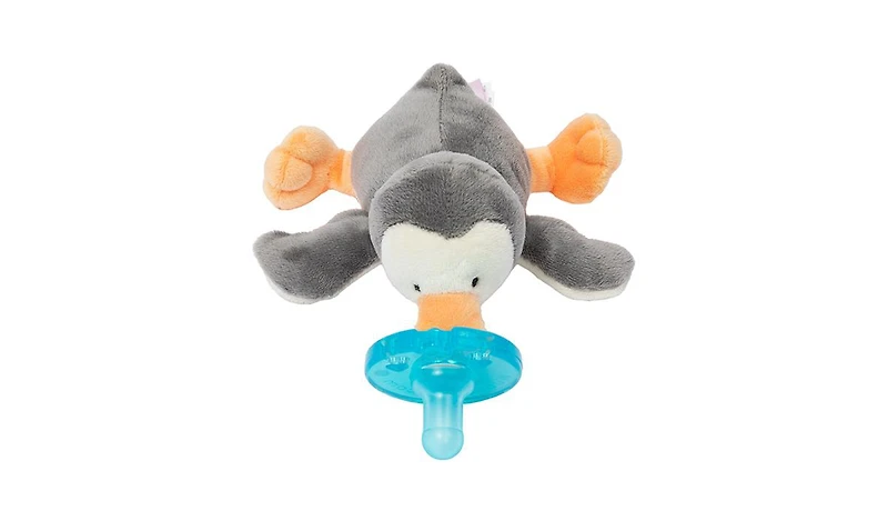 WubbaNub Baby Grey Penguin Pacifier