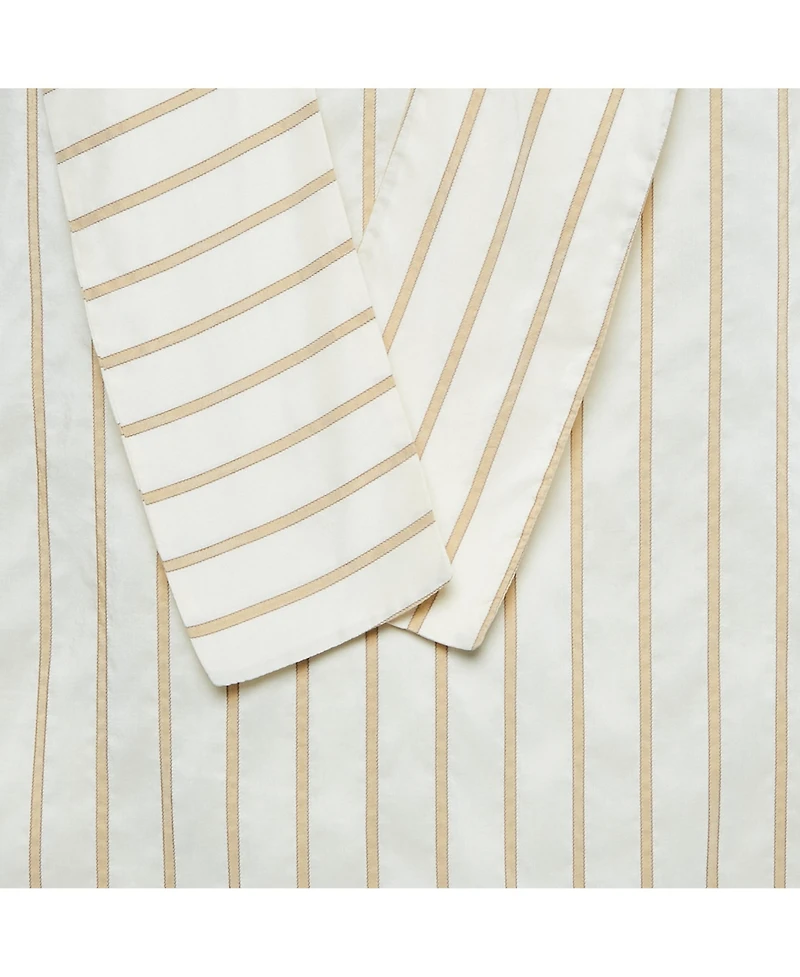 Pre-Owned Marni Women's Cream Stripe Silk Neck Tie-Up Detail Blouse