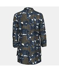 Pre-Owned Marni Women's Navy Blue & Green Printed Silk Tunic