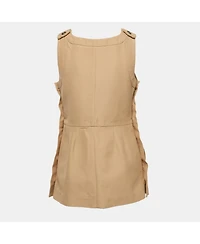 Pre-Owned Marni Women's Beige Cotton Buttoned Sleeveless Peplum Top