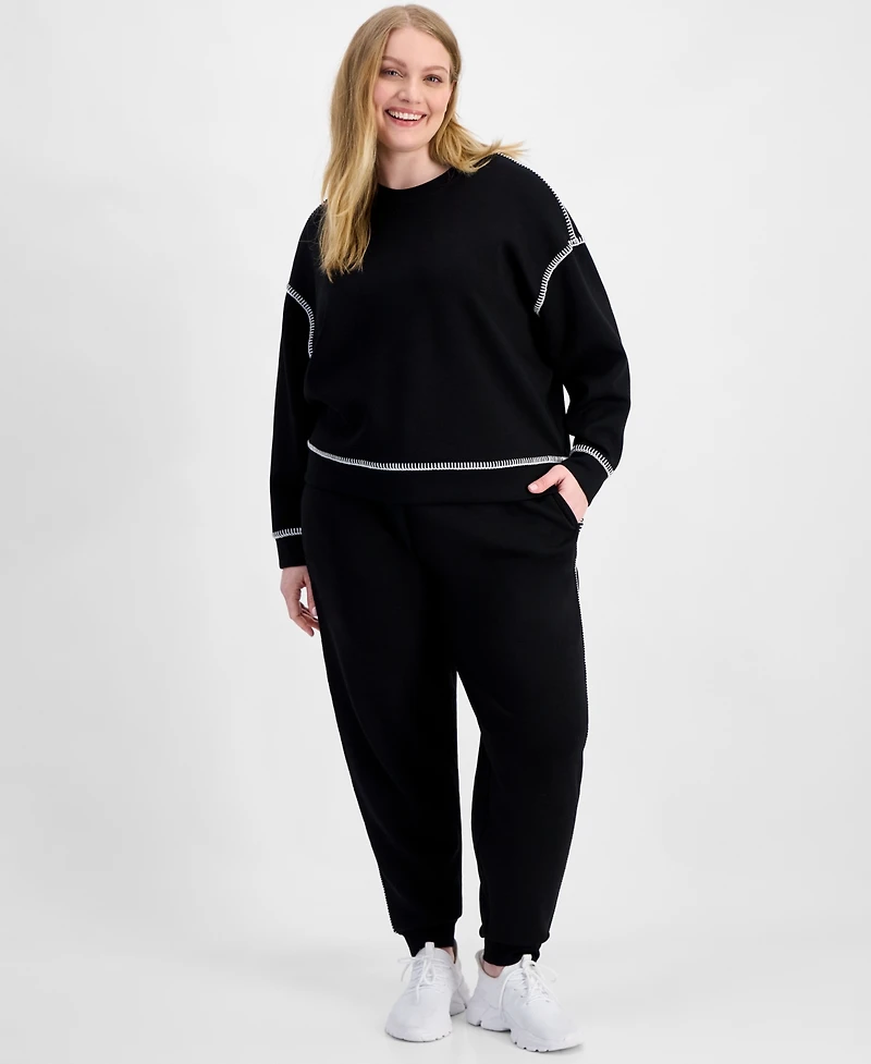 And Now This Trendy Plus Whipstitch Long-Sleeve Sweatshirt, Macy's Exclusive