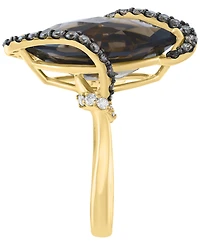 Effy Collection Smoky Quartz (6-1/6 ct. t.w.), Diamond (1/3 ct. t.w.) and Brown Diamond Ring (5/8 ct. t.w.) in 14k Yellow Gold