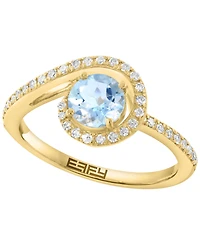 Effy Collection Aquamarine (5/8 ct. t.w.) and Diamond Ring (1/5 ct. t.w.) in 14K Yellow Gold