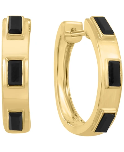 Effy Collection Onyx Earrings in 14k Yellow Gold Over Silver