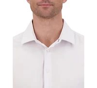 Report Collection Men's 4-Way Tonal Herringbone Print Woven Dress Shirt