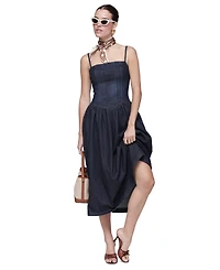 Avec Les Filles Women's Drop Waist Square Neck Midi Dress