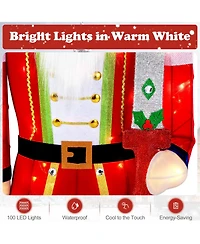 Costway 5 Ft Lighted Nutcracker Soldier Outdoor Christmas Decoration with Glitter Sword