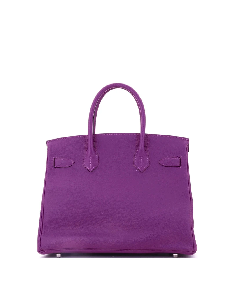 Pre-Owned HERMES Birkin 30 Handbag Purple Epsom with Palladium Hardware