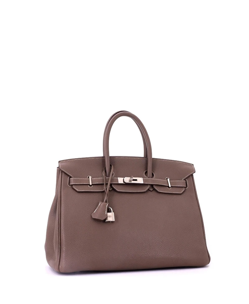 Pre-Owned Hermes Birkin 35 Handbag Grey Togo with Palladium Hardware