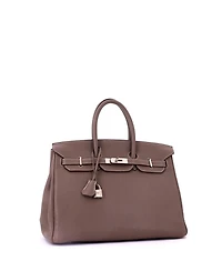 Pre-Owned Hermes Birkin 35 Handbag Grey Togo with Palladium Hardware