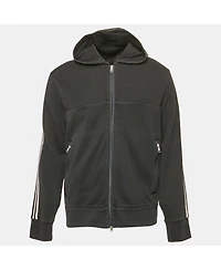Pre-Owned Moncler Men's Black Jersey Zip-Up Hooded Jacket