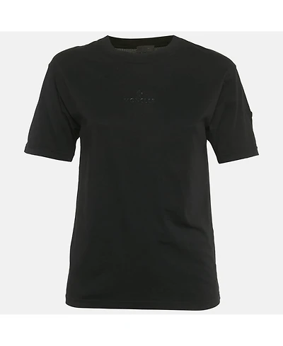 Pre-Owned Moncler Women's Black Logo Applique Jersey Crewneck T-Shirt