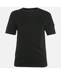 Pre-Owned Moncler Women's Black Logo Applique Jersey Crewneck T-Shirt