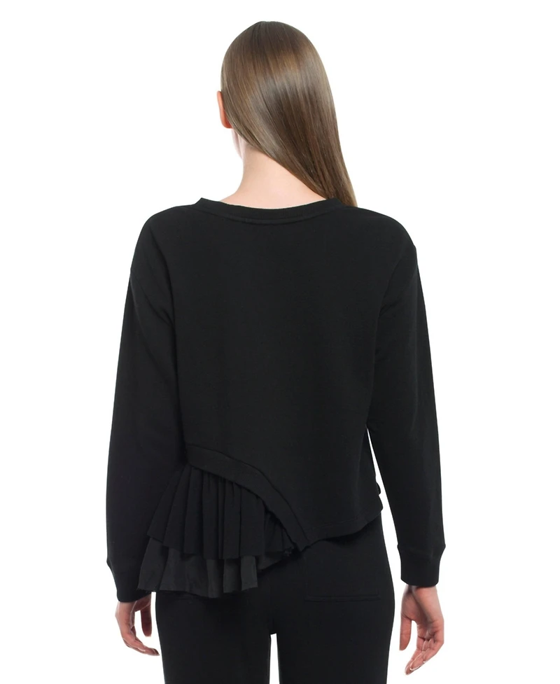 Wilt Clothing Women's Round Neck Mix Media Sweatshirt