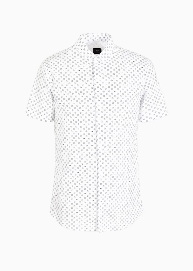 A|X Armani Exchange Men's Slim-Fit Tonal Geo Logo-Print Button-Down Shirt