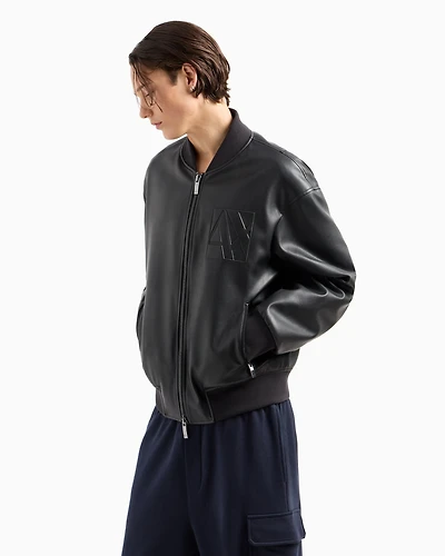A|X Armani Exchange Men's Faux-Leather Bomber Jacket