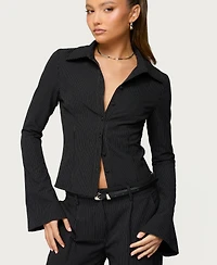 Edikted Women's Pinstripe Tailored Button Up Shirt