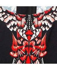 Pre-Owned Roberto Cavalli Women's Black/red Printed Stretch Crepe Short Dress