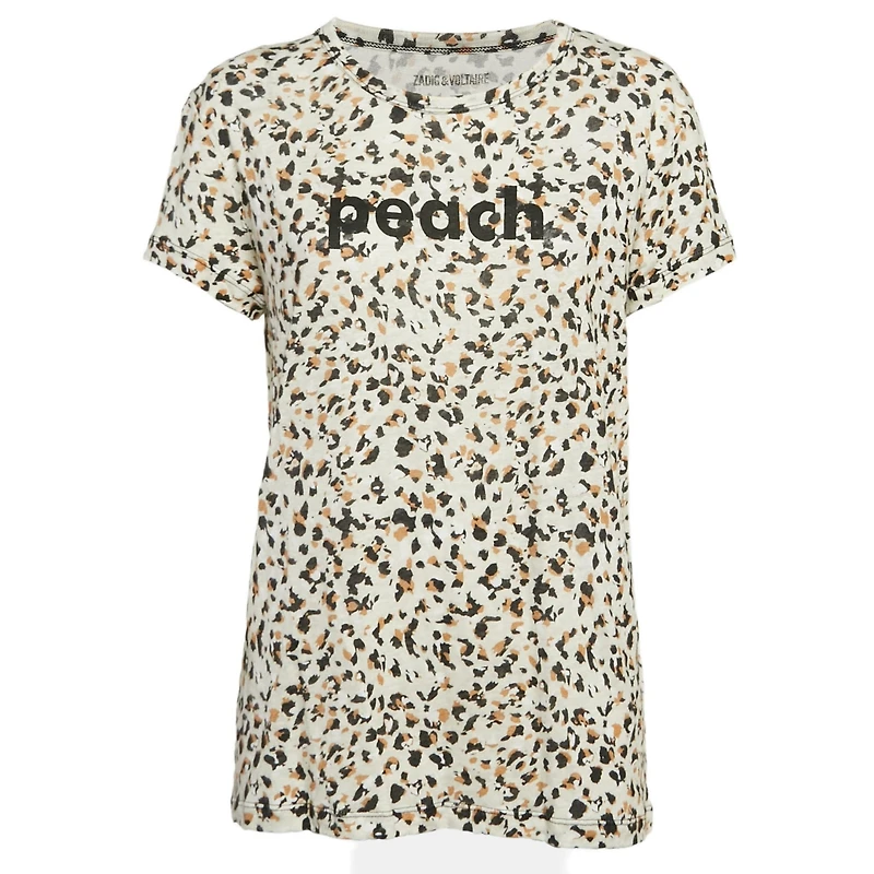 Pre-Owned Zadig & Voltaire Women's Leopard Print Linen Jersey Oversized T-Shirt