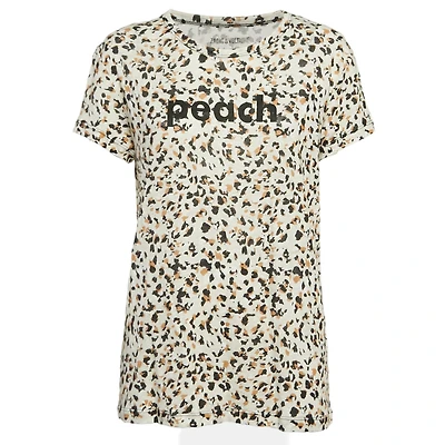 Pre-Owned Zadig & Voltaire Women's Leopard Print Linen Jersey Oversized T-Shirt