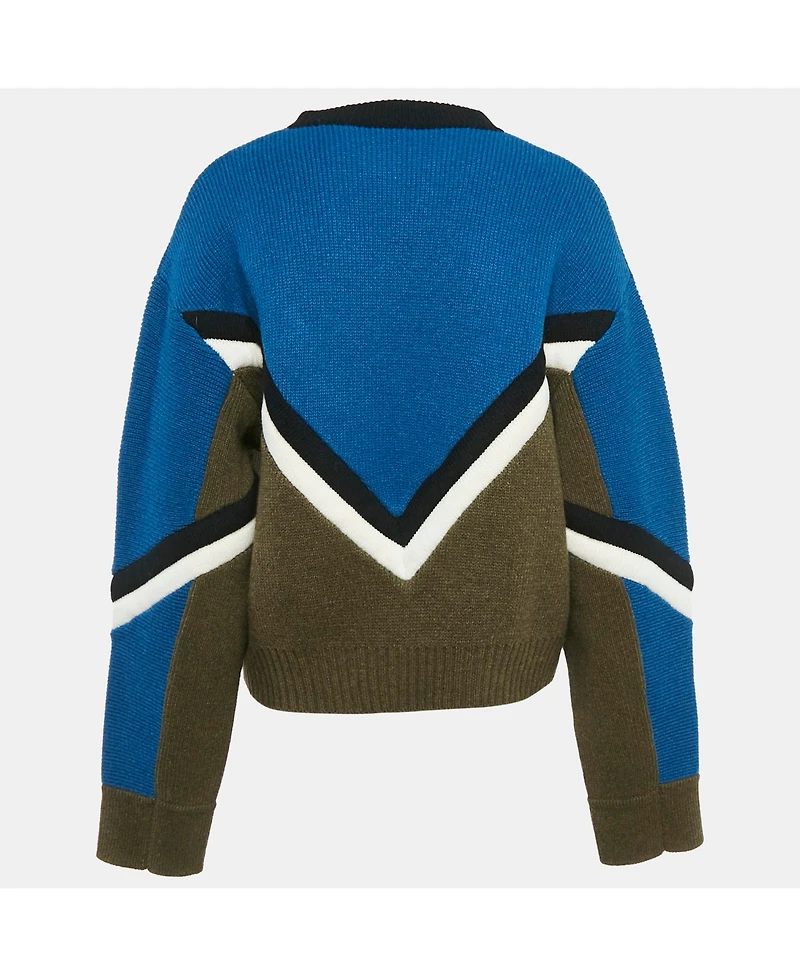 Pre-Owned Zadig & Voltaire Women's Blue/green Muse Intarsia Rib Knit Sweater