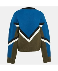 Pre-Owned Zadig & Voltaire Women's Blue/green Muse Intarsia Rib Knit Sweater