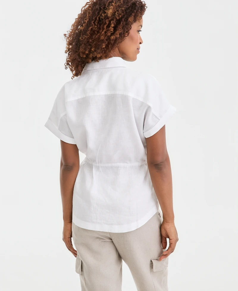 Charter Club Women's 100% Linen Drawstring-Waist Top, Macy's Exclusive