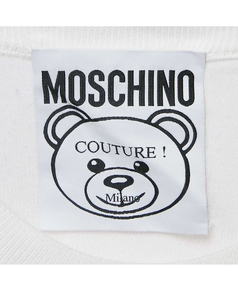 Pre-Owned Moschino Women's Couture White Teddy Print Cotton Crewneck Sweatshirt