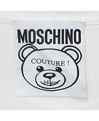 Pre-Owned Moschino Women's Couture White Teddy Print Cotton Crewneck Sweatshirt